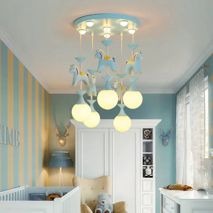 DecorBites™ Kids Dream Carousel Chandelier: Modern, Creative & Cute Bedroom Pendant Light