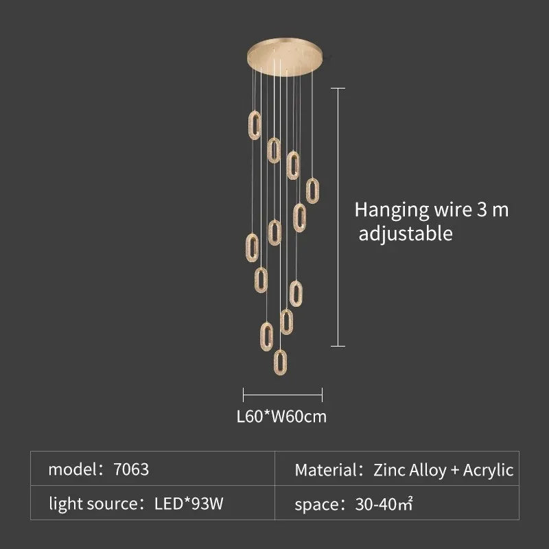 Decorbites™ Kristallringe-Kronleuchter: Treppenhaus Luxus-LED-Beleuchtungskörper