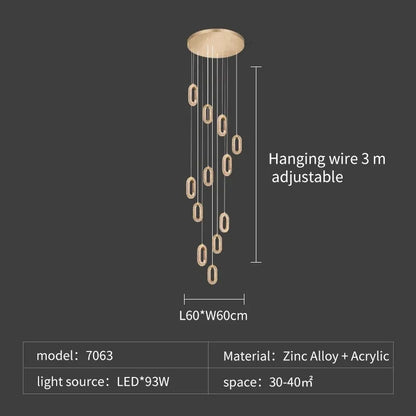Decorbites™ Kristallringe-Kronleuchter: Treppenhaus Luxus-LED-Beleuchtungskörper