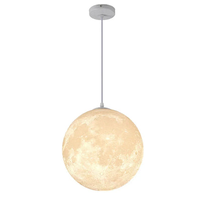 3D-Printed Moon Pendant Light in White Polymer