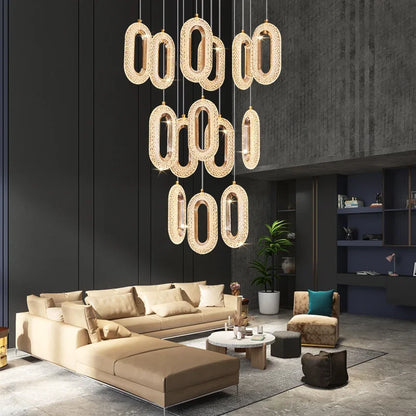 Decorbites™ Kristallringe-Kronleuchter: Treppenhaus Luxus-LED-Beleuchtungskörper