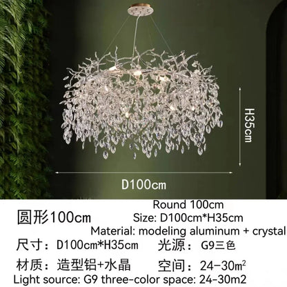 Decorbites™ Golden Crystal Tree Deckenleuchter, Luxuriöse Aluminium-Kunstarmatur
