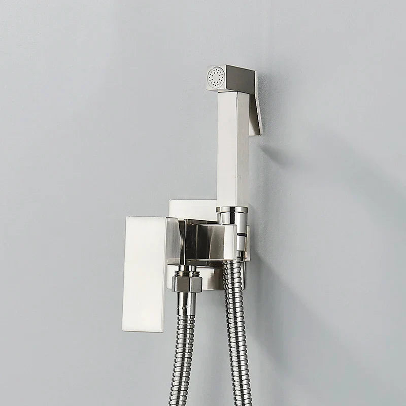DecorBites™ Bidet Shower Faucet Set: Matte Black Brass Hygienic Spray Tap with Hot/Cold Mixer