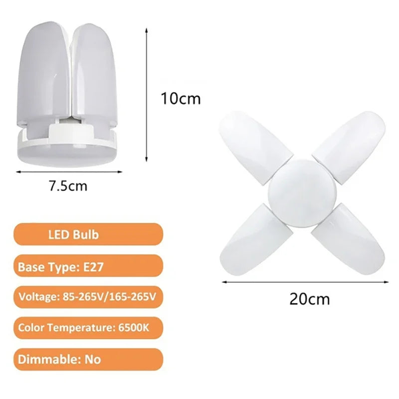 DecorBites™ Industrial LED Ceiling Light Deformable Foldable E26/27 Bulb for Garage Warehouse