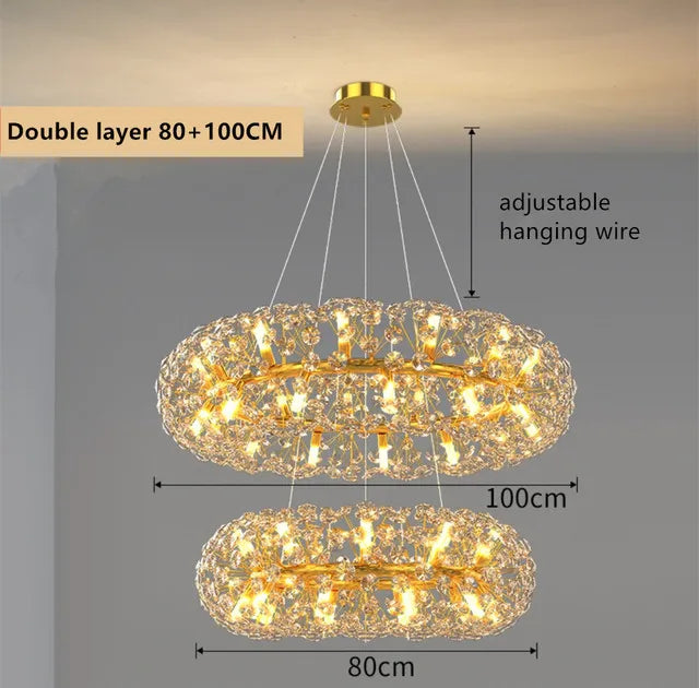 Gold Crystal LED Hanging Lamp