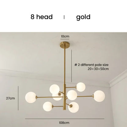 Decorbites™ Elegante Schwarz-Gold-Glas-Kugel-LED-Deckenleuchter für Zuhause | Moderne Pendelleuchte für Wohn-, Ess- und Schlafzimmer