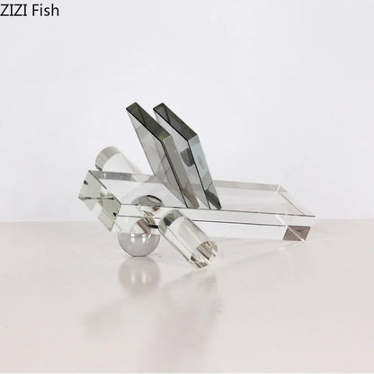 DecorBites™ Geometric Crystal Ball Desk Ornament: Abstract Crafts Crystal Artwork for Aesthetic Room Decor