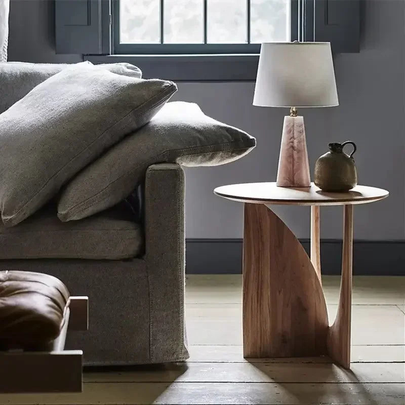 Decorbites™ Rundes Walnussholz Couchtisch für das Wohnzimmer mit solidem nordischem Design