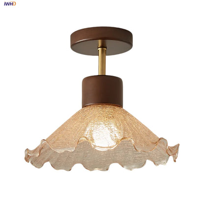 Decorbites™ Bernsteinglas-Holz-LED-Deckenleuchte für modernes Wohnzimmer.