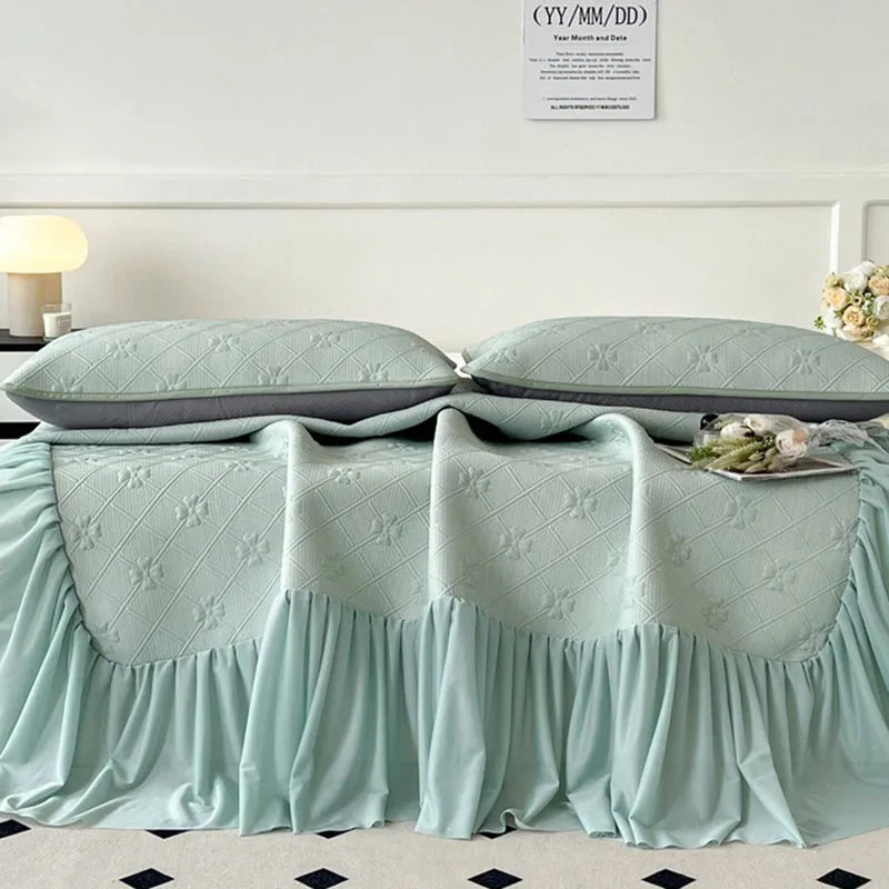 Decorbites™ Ice Bean Jacquard Bettrock-Set - 3 Teile, Sommergewaschene Matratzenauflage