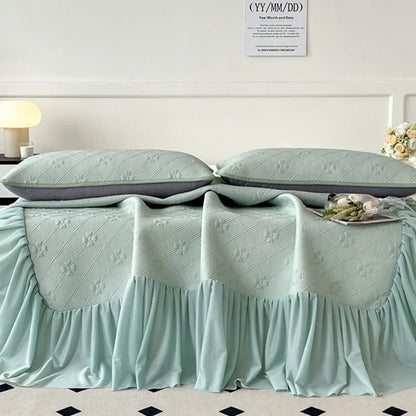 Decorbites™ Ice Bean Jacquard Bettrock-Set - 3 Teile, Sommergewaschene Matratzenauflage