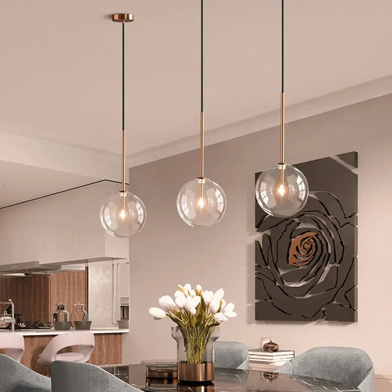 Decorbites™ Klar-Glas-Kugelleuchter-Hängeleuchte für Esszimmer-Schlafzimmer-Dekor-Beleuchtung