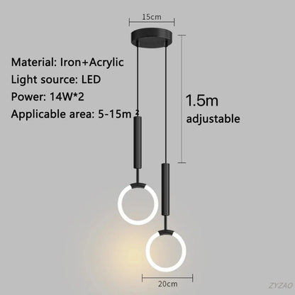 Modern Black Gold Iron Acrylic Pendant Light