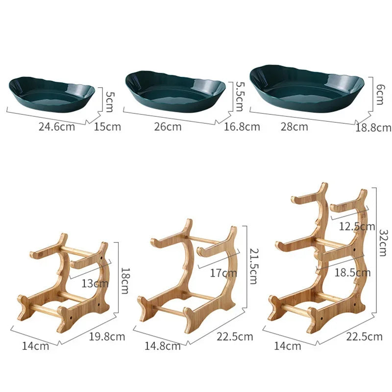 DecorBites™ 3-stöckiges Tellerset: Geschirr, Obstschale, Snackständer, Tortenplatte, Salatschüssel