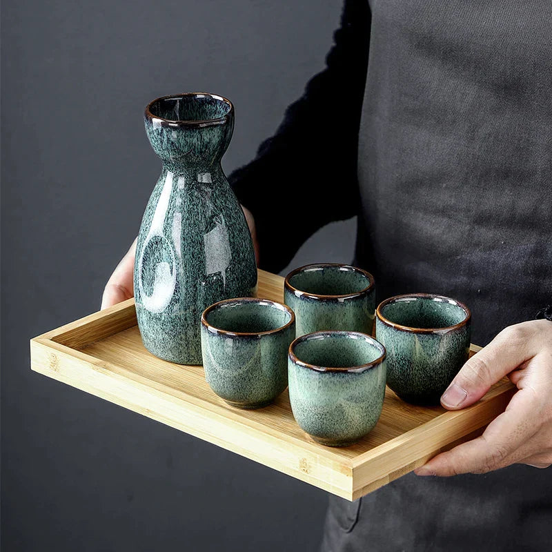 Decorbites™ Japanisches Vintage-Ton-Wein-Set | Sake- & Shochu-Kanne Kommerzielle Spender