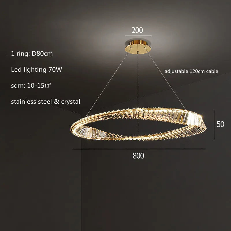 DecorBites™ Irregular Gold Steel LED Pendant Light with Dimmable K9 Crystals