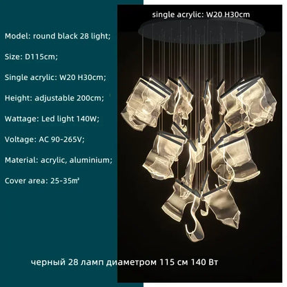 Decorbites™ Acryl-Blätter-Kronleuchter LED-Leuchte dimmbar Luxus-Pendant für die Hausdekoration