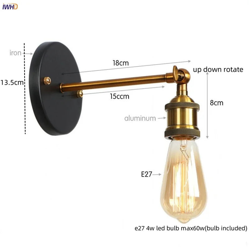 Gold LED Wall Lamp For Coffee Bars And Bedrooms