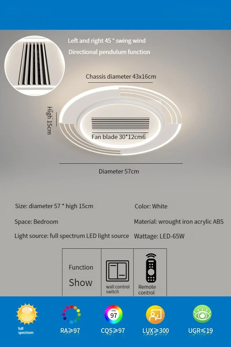 Decorbites™ LED-blattloser Deckenventilator mit Fernbedienung für modernes Wohnzimmer