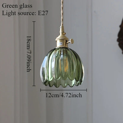 Vintage Champagne Glass Pendant Light With Iron Finish