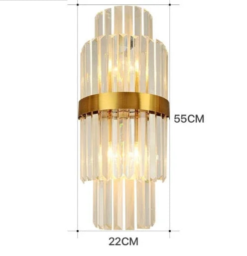 Gold Shimmering Crystal Wall Sconce For Bedroom