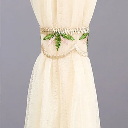 DecorBites™ Lace Embroider Anti-Mosquito Net Door Curtains - Pleated Design for Light and Air Flow