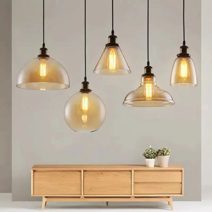 Retro Industrial Gray Glass Pendant Light