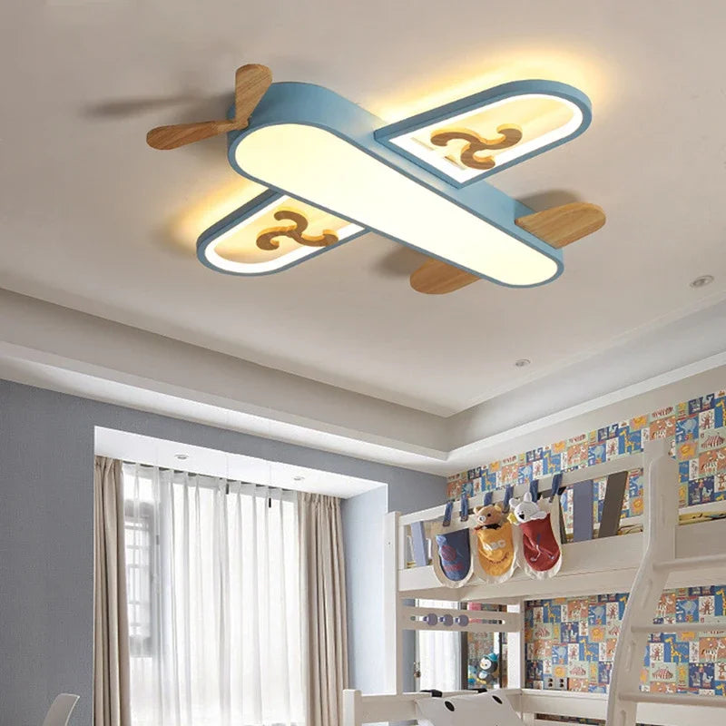 Decorbites™ Kinder-LED-Holz-Deckenleuchte in Gelb & Blau - Minimalistisches Design