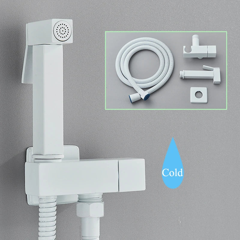 Decorbites™ Schwarze Messing-Bidetarmatur: Einhebel-Kaltwassertemperatur, Handbrause, Hygienischer Duschreiniger