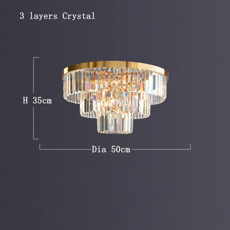 Gold Crystal Ceiling Fixture 60cm Diameter