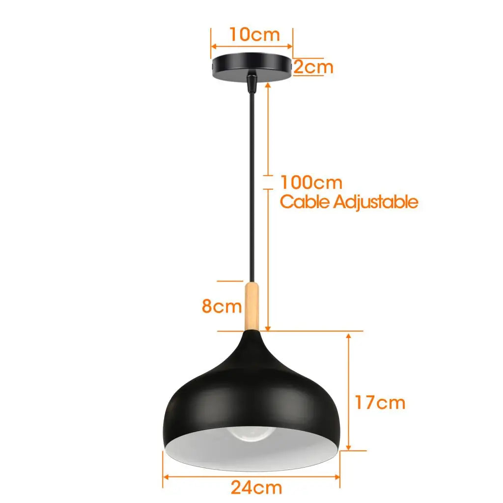 Black Wood Industrial Pendant Light