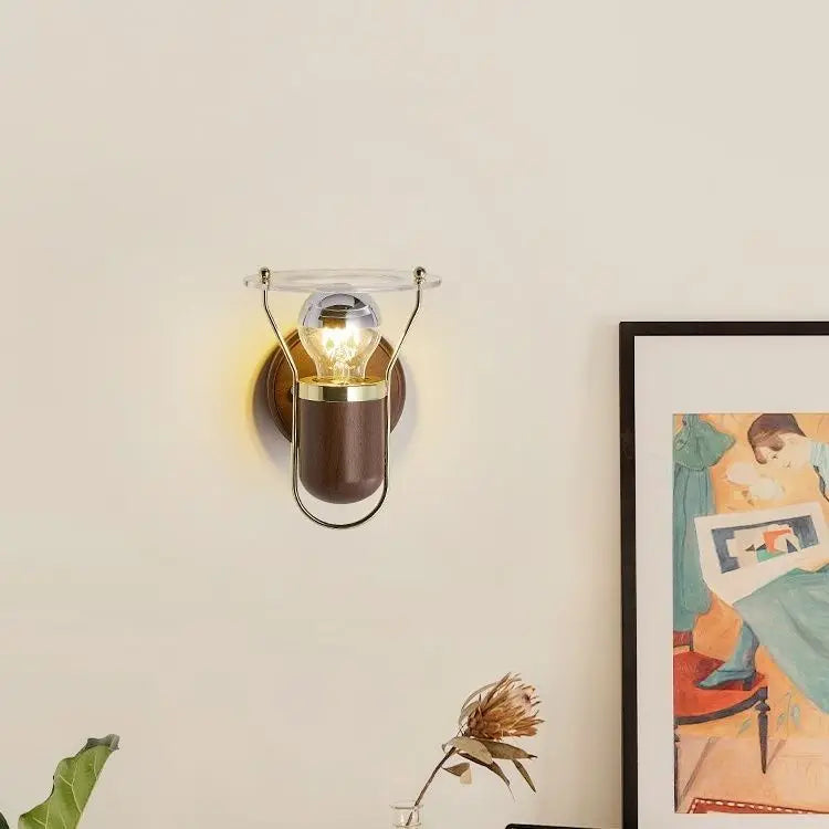 Decorbites™ Japanische Walnussholz-Wandleuchte mit Reißverschluss-Schalter für Schlafzimmer oder Flur