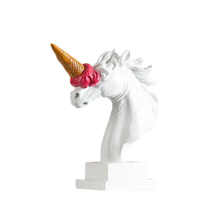 Decorbites™ Eiscreme-Pferdekopf-Harzskulptur-Figur für Heim- und Bürodekoration & Geschenke