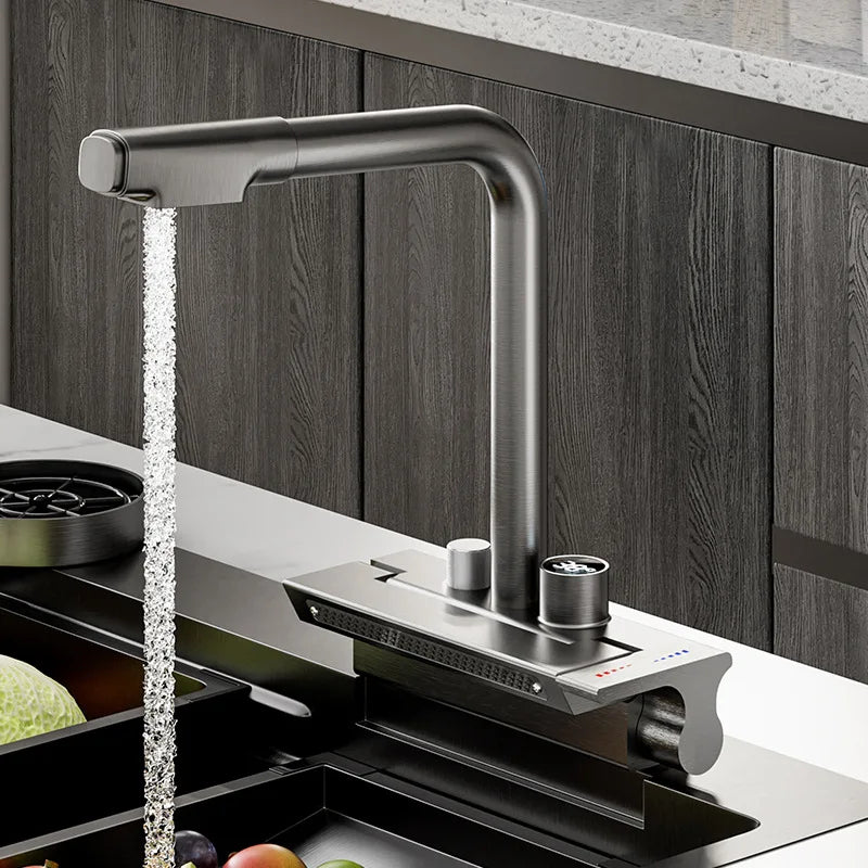 DecorBites™ Digital Display Pull Out Kitchen Faucet - Single Hole Temperature Mixer