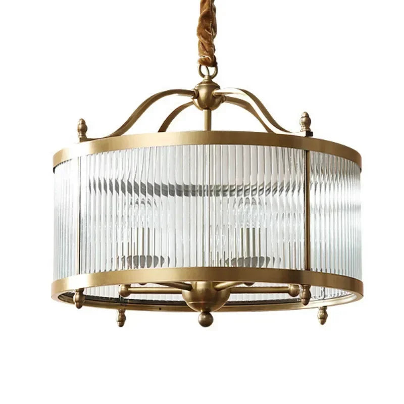 DecorBites™ Golden Copper Glass Chandelier LED Ceiling Pendant Light