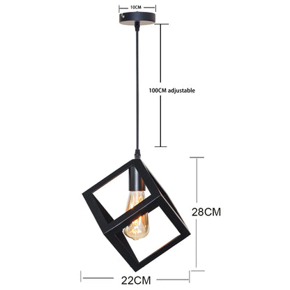 DecorBites™ Black Geometric Square Pendant Light for Kitchen Island, Bedroom, Hallway
