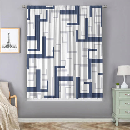 DecorBites™ Geometric Grid Printed Curtain Set for Bedroom, Garden & Balcony