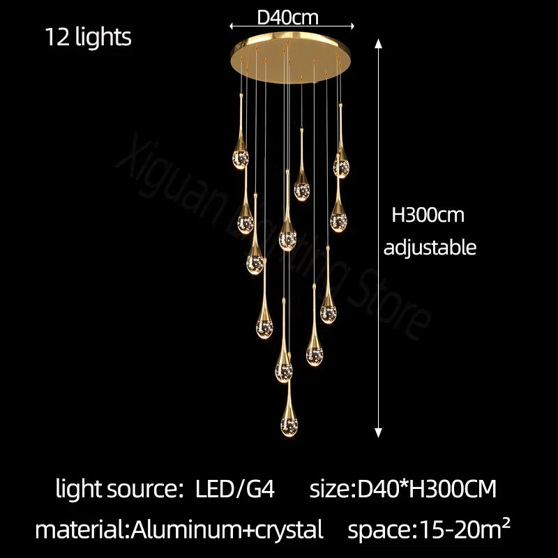 DecorBites™ Crystal Bubble Chandelier for Living, Dining, Bedroom - Modern Stairwell Design