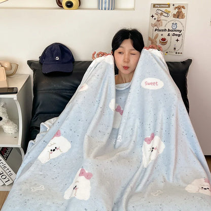 DecorBites™ Double-Sided Thin Velvet Printed Blanket for Adults - Spring Autumn Bedding & Sofa Decor