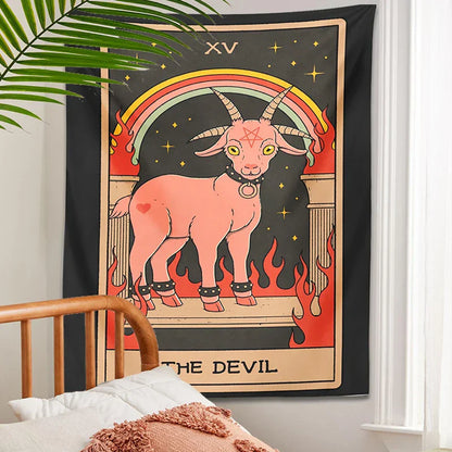 Decorbites™ Teufel Tarot Ziegen Wandhänger Tapisserie - Heimdekoration Hippie Studentenzimmer