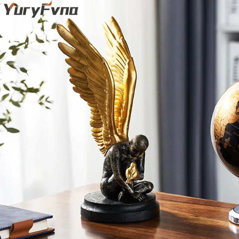 Decorbites™ Abstrakte Goldene Charakter-Harz-Statue Moderne Wohnraum-Dekoration Ornament Skandinavischer Stil