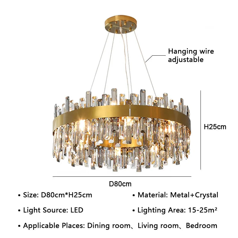 DecorBites™ Crystal LED Pendant Light Chandelier for Living Dining Bedroom Luxe Decor