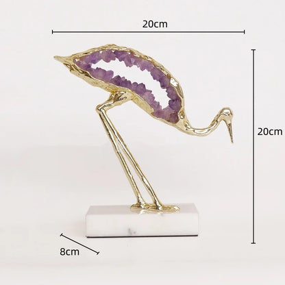 DecorBites™ Crystal Crane Sculpture: Green Gem Bird Figurine for Home Decor
