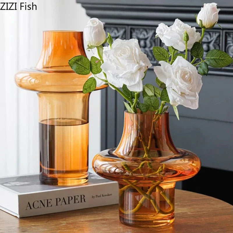 Decorbites™ Bernsteinglas-Vase Hydroponik-Blumentöpfe Raumdekoration Blumenarrangement Florale Vasen