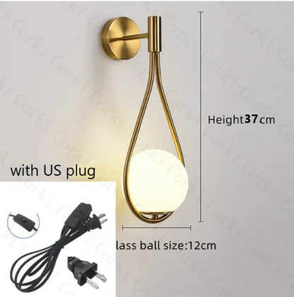 Decorbites™ Glas-Kugel-LED-Wandleuchte – Nordisch Modern Minimalistisch Schlafzimmer-Beleuchtung