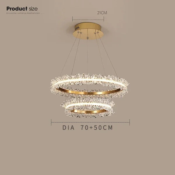 Gold Crystal Ring Chandelier Dia90cm Living Room