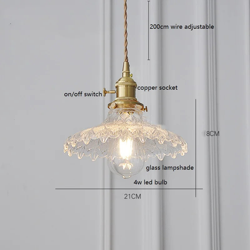 Decorbites™ Grüne Glas-LED-Hängeleuchte mit Kupfer-Holzgriff für modernes nordisches Heimdekoration