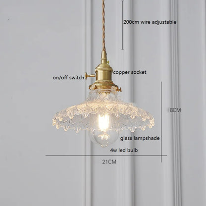 Decorbites™ Grüne Glas-LED-Hängeleuchte mit Kupfer-Holzgriff für modernes nordisches Heimdekoration