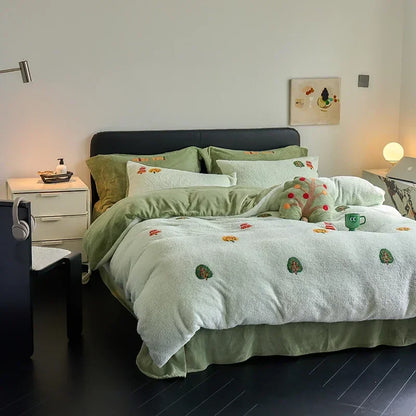 Decorbites™ Vollmatt Ant-Velours Winterbettwäsche-Set für Queensize-Bett Wärme Flauschige Decke