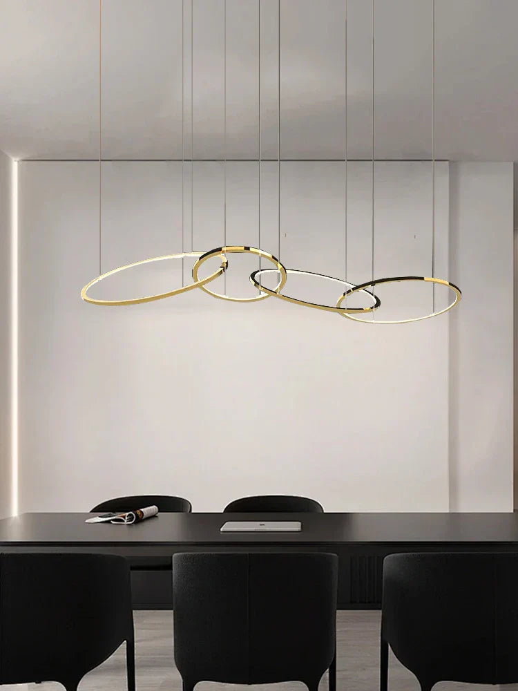 DecorBites™ Gold Round Ceiling Chandelier - Elegant Dining Room Hanging Lamp